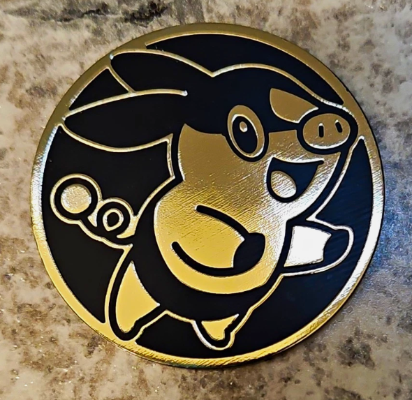 Gold Tepig Official Pokemon TCG Flipping Coin From Pitch Black