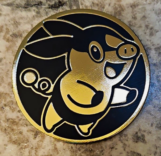 Gold Tepig Official Pokemon TCG Flipping Coin From Pitch Black